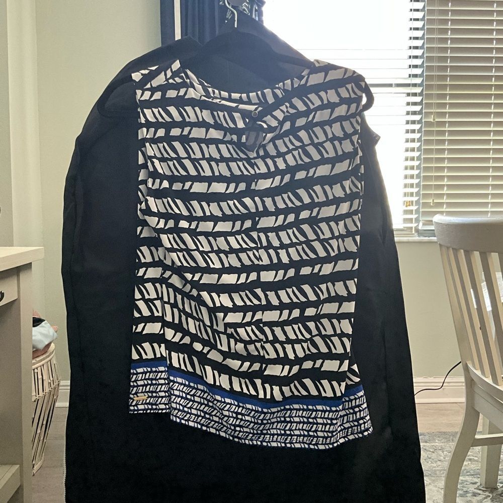 Calvin Klein Black and White Patterned Blouse